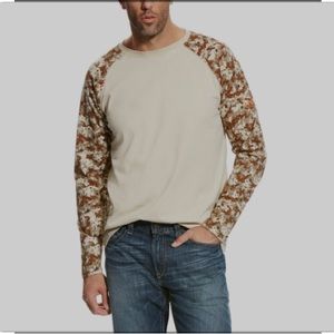 *Ariat® FR*  Men’s Sand & Digi Camo Baseball Tee Shirt